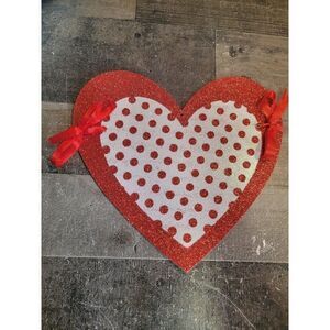 Valentine's glitter heart red polka bow decor sign
